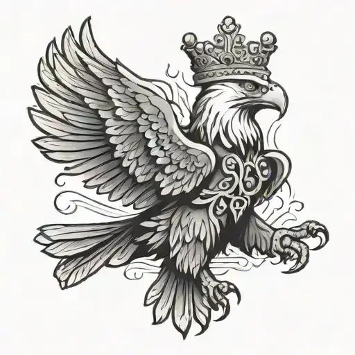 eagle wearing a crown with orthodox cross tattoo design idea