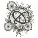 Infinity symbol dandelion blowing tattoo design idea