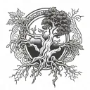 root system ring finger tattoo design idea