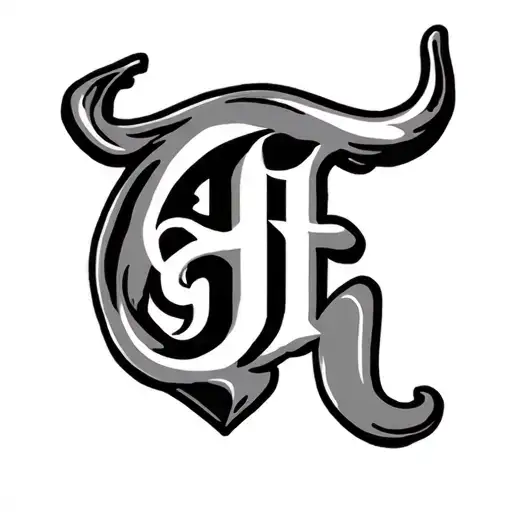 Cattle brand "F" with line above it tattoo design idea