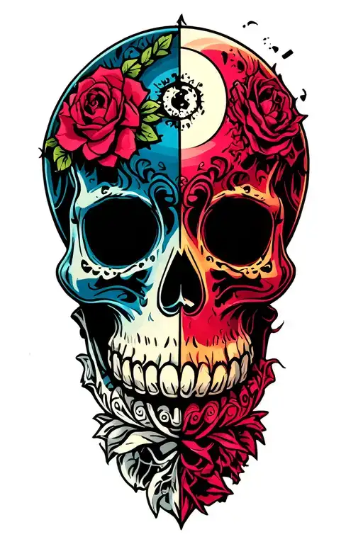 "Lenny Vince" "Lenny / Vince" day of the dead skull ying yang tattoo design idea