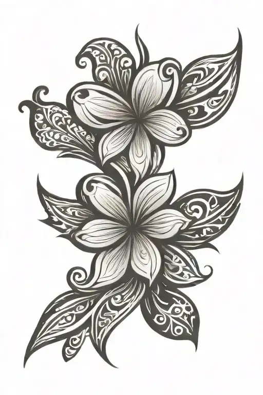 heart flower tribal tattoo design idea