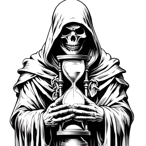 grim reaper holding hourglass tattoo design idea