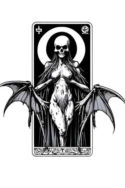 mothman death tarot card small tattoo design idea