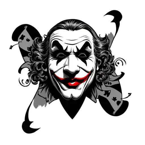 casino joker mask surrounded tattoo design idea