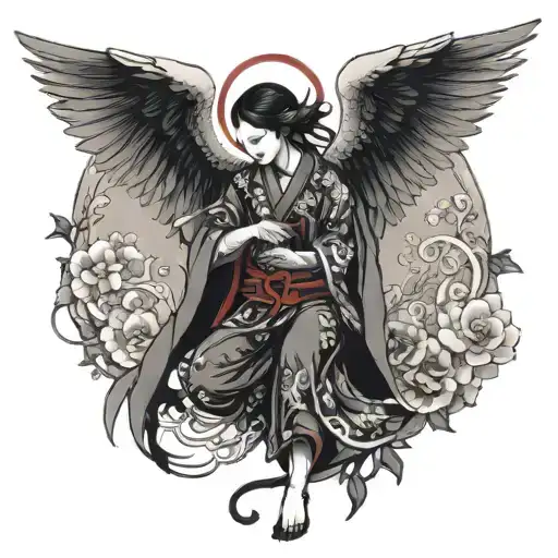 A gothic angel with a sinister twist tattoo design idea
