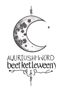 aquarius text, moon and orchid , little star wars aurebesh world beetween tattoo design idea