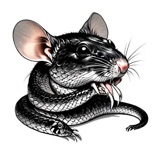 snake eating rat tattoo design idea