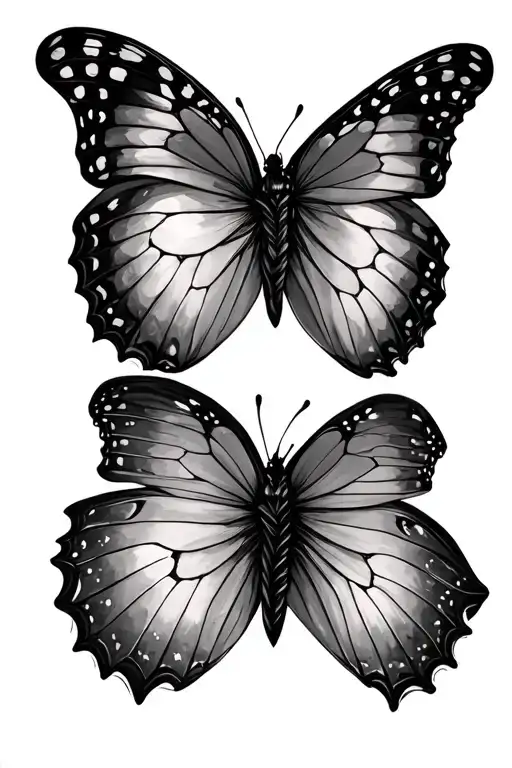 two butterflies tattoo design idea
