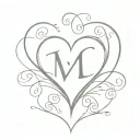 I want to get a tattoo with my grandparents' names, in the shape of a heart, with the top part using the first letter. tattoo design idea