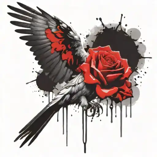 afterlife pigeon with rose  tattoo design idea