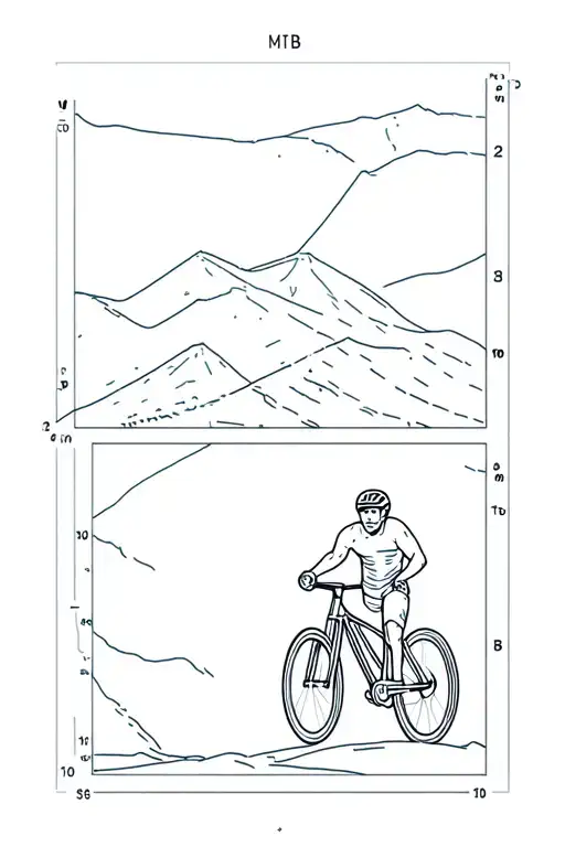 An MTB athlete, above him a weightlifting athlete making a land survey, above him an athlete of Corrua tattoo design idea