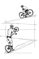 An MTB athlete, above him a weightlifting athlete making a land survey, above him an athlete of Corrua tattoo design idea