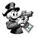 Donald Duck holding a gun,deck of cards,money tattoo design idea