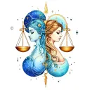 libra and aquarius constellation merging together tattoo design idea