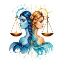 libra and aquarius constellation merging together tattoo design idea