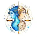 libra and aquarius constellation merging together tattoo design idea