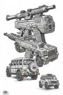 weapons and soldi glock 17 ak 47 Mercedes benz g wagon tattoo design idea