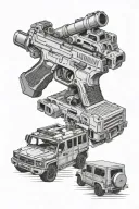 weapons and soldi glock 17 ak 47 Mercedes benz g wagon tattoo design idea