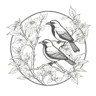 bird botanic style tattoo design idea