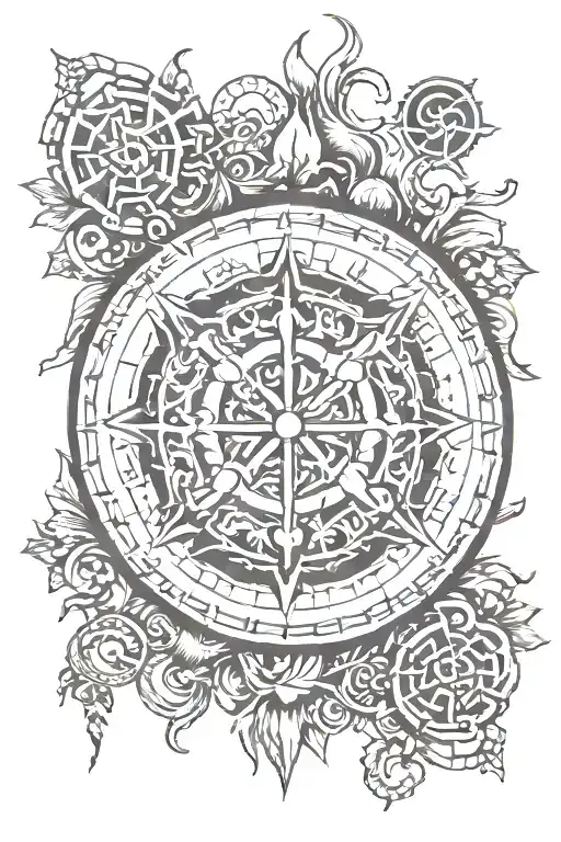 vegvisir with om namah shivaya tattoo design idea