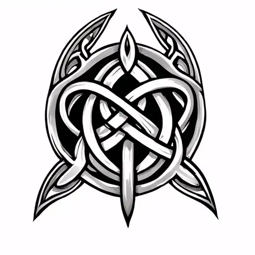 Celtic father daughter knot intertwined tattoo design idea