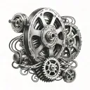 film reel cycle gear tattoo design idea