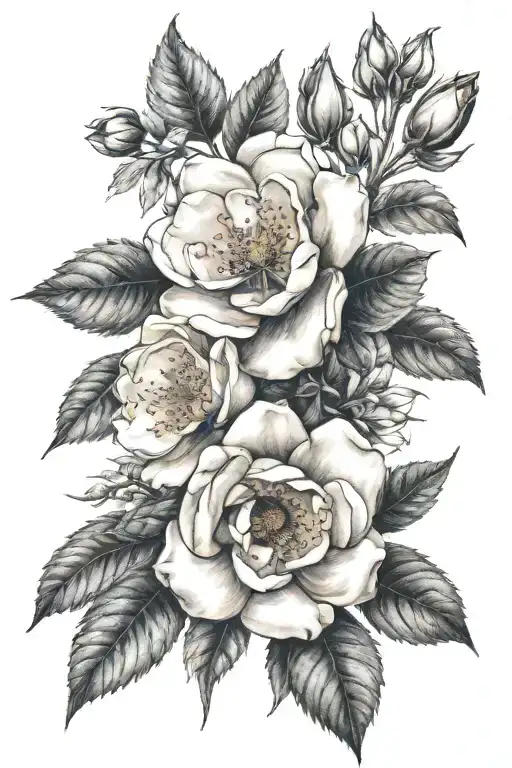 bluebonnett, wild rose, chaconia tattoo design idea