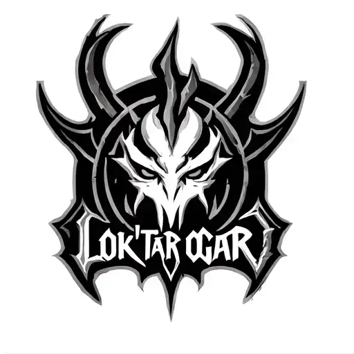 world of warcraft horde logo with text lok'tar ogar tattoo tattoo design idea