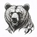 angry bear face tattoo design idea