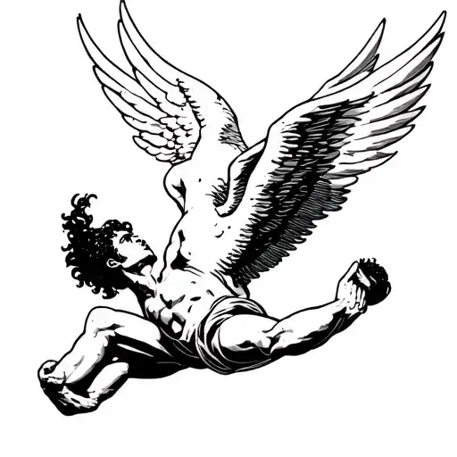 icarus falling from sky tattoo design idea