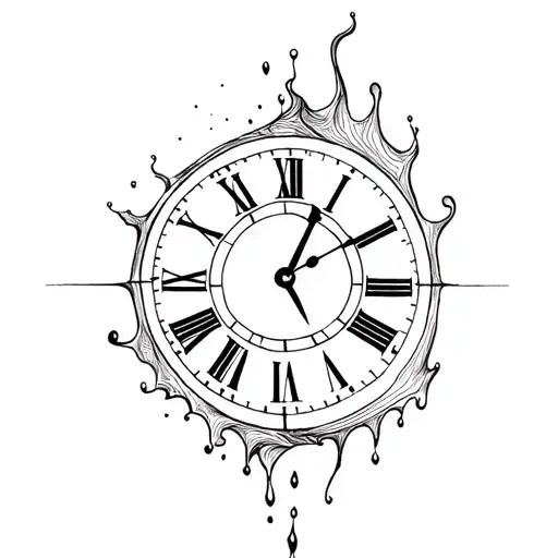 a clock melting tattoo design idea