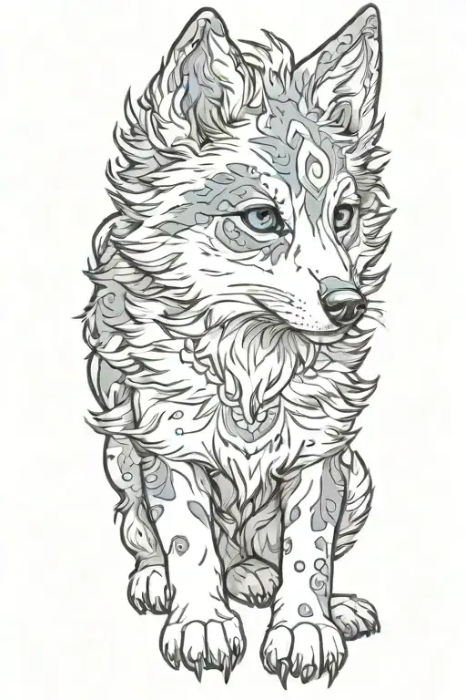 cherokee wolf pup blue merle tattoo design idea