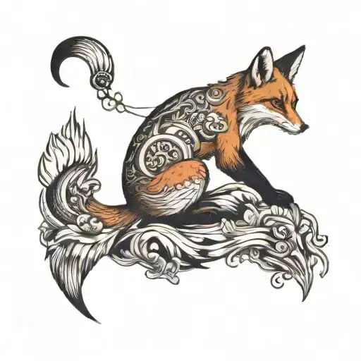 full body fox with a light switch on its back tattoo design idea