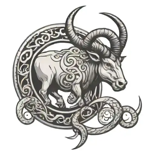 Capricorn taurus symbol tattoo design idea