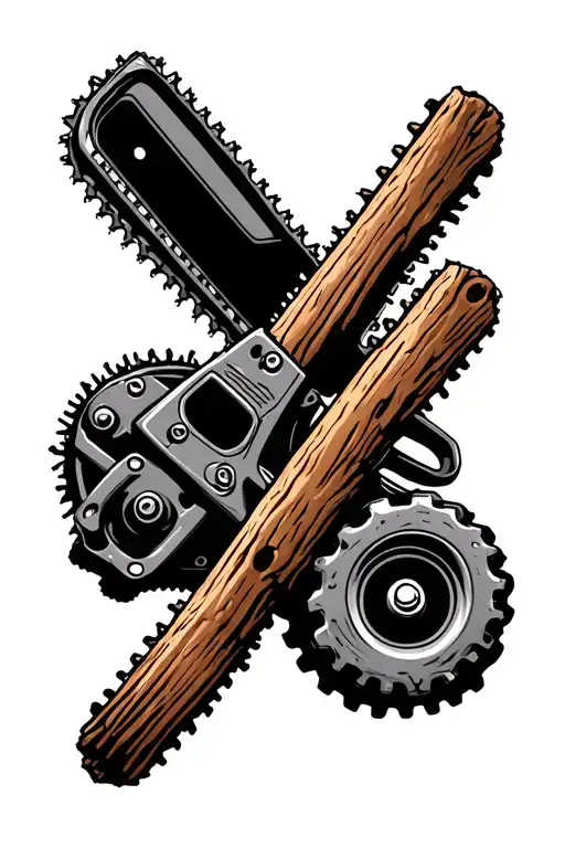 West Virginia and logging equipment like chainsaws tattoo design idea
