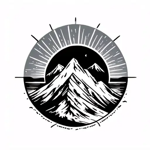 Glacier sun point mountain tattoo design idea