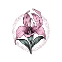 Pink lady slipper tattoo design idea