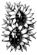 lupine, wyethia and little ladybug tattoo design idea