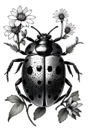 lupine, wyethia and little ladybug tattoo design idea