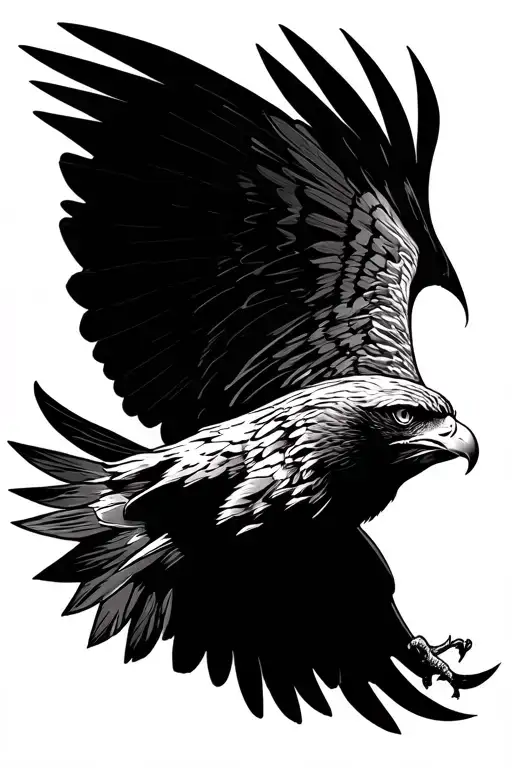 black theme hawk soaring tattoo design idea