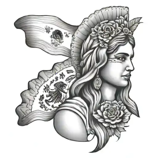 mary wearing mexico flag tattoo design idea