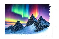 moutains aurora borealis colors tattoo design idea