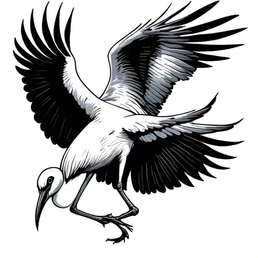 white ibis spread wings spread wide tattoo design idea