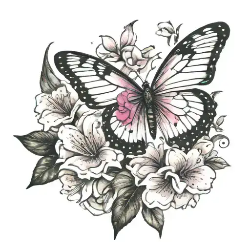 NEDA symbol with a semi colon butterfly and Azalea flowers  tattoo design idea
