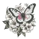 NEDA symbol with a semi colon butterfly and Azalea flowers  tattoo design idea