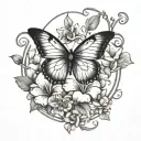 NEDA symbol with a semi colon butterfly and Azalea flowers  tattoo design idea