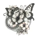 NEDA symbol with a semi colon butterfly and Azalea flowers  tattoo design idea