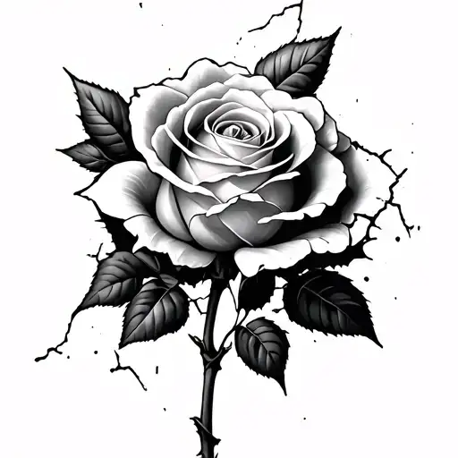 rose that grew out of concrete wall broken tattoo design idea