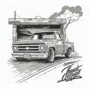 flat bed 78 c10 chev slammed on 15inch wide rims on mountain road in thunder storm with hot babe tattoo design idea